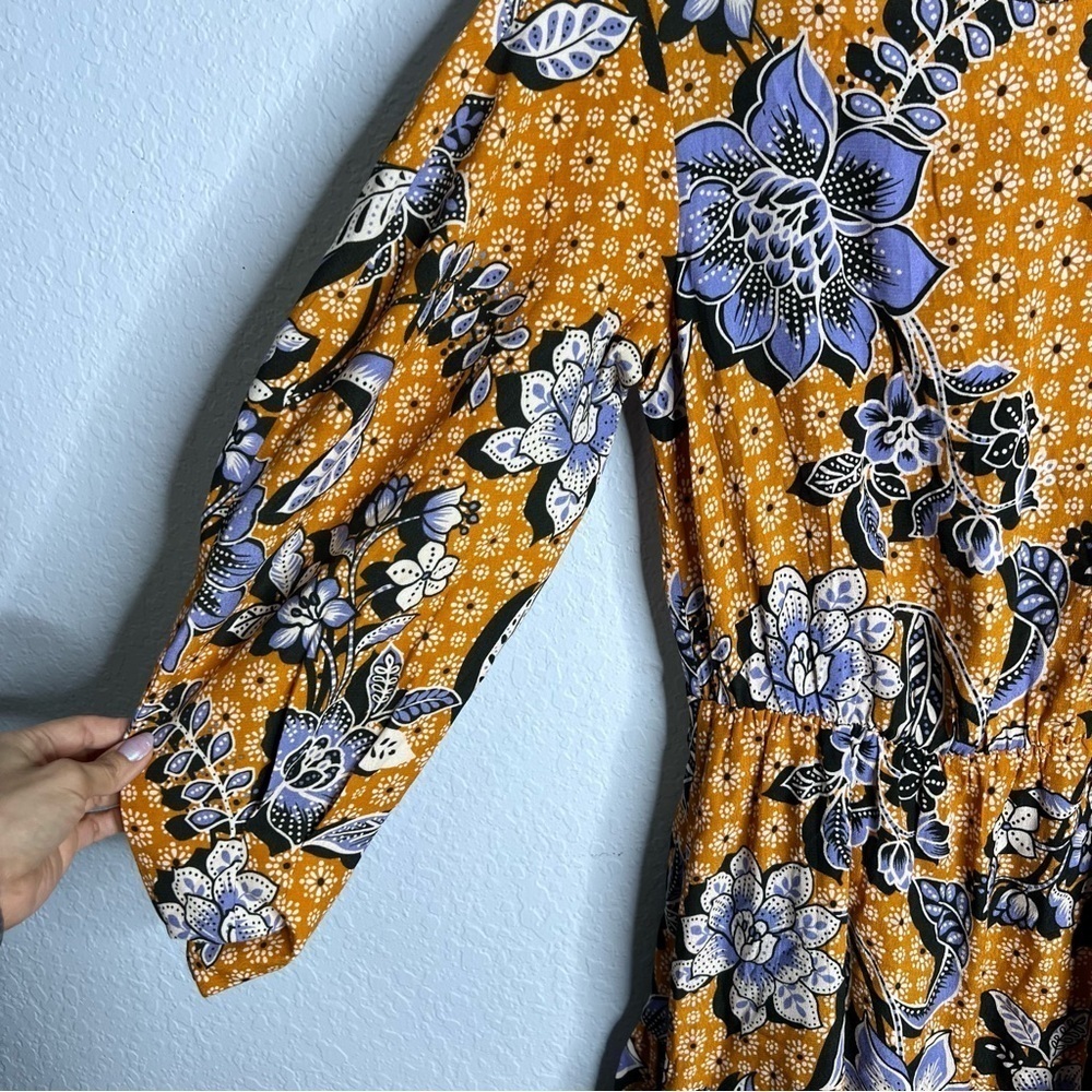 Corey Lynn Calter Dress Women Small Floral Mini Puff Sleeve Orange E - Picture 4 of 8